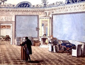 Sala de dibujo neoclásica azul en San Petersburgo de School Russian