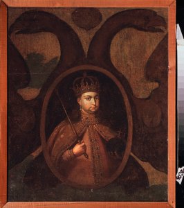 Retrato de la regente Sophie Alexeievna Romanova (1657-1704). Pintura de un maestro ruso, óleo sobre lienzo, hacia 1680. Antiguo arte tradicional ruso de School Russian