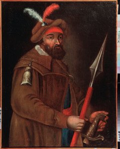 Retrato del líder cosaco Yermak Timofeyevich (nacido entre 1532 y 1542-1585), conquistador de Siberia. Pintura anónima, óleo sobre lienzo, principios del siglo XVIII. Museo Estatal de Arte, Tomsk (Rusia). de School Russian