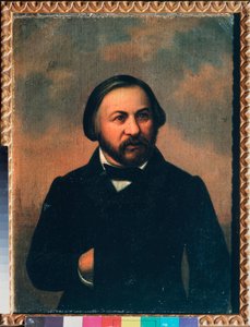 Retrato del compositor Mikhail I Glinka (1804-1857) - Retrato del compositor Mikhail I Glinka - Pintura anónima, óleo sobre lienzo, hacia 1850 - Arte ruso del siglo XIX - Museo Memorial Pushkin, San Petersburgo de School Russian