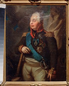 Retrato del Mariscal Príncipe Mikhail Kutuzov (M. Golenishchev-Koutuzov (Golenishchev Kutuzov) (1745-1813). (General en Jefe de los Ejércitos de Rusia, durante la Campaña Rusa (1812) por Napoleón Bonaparte (1769-1821). Pintura de un maestro ruso, hoy de School Russian