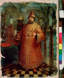 Retrato del zar Miguel I de Rusia (1596-1645). Pintura de un maestro ruso, óleo sobre lienzo, finales del siglo XVII. Antiguo arte tradicional ruso. Museo Estatal Ruso, San Petersburgo. de School Russian
