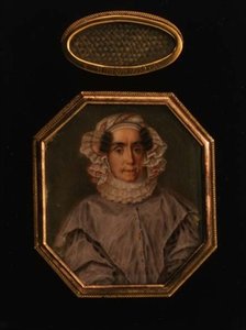 Retrato de Praskovya Mikhailovna Tolstaya (1777-1844), con un mechón de su cabello de School Russian