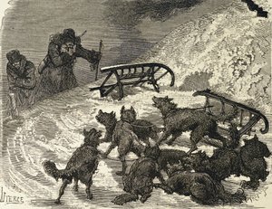 Siberia. Trineo volcado