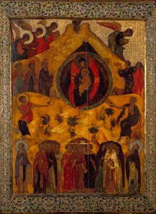 La Asamblea de la Virgen. Icono ruso de 1560. Rusia, Monasterio Solonsky