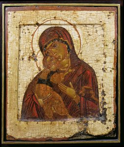 La Madre de Dios de Vladimir, icono ruso, Escuela de Pskov, finales del siglo XV (temple sobre tabla) de School Russian