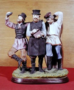 Tres mujiks borrachos, hechos por la Fábrica Gardner, Moscú, c.1860-70 de School Russian