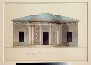Una sala de conciertos. Obra de un maestro ruso, acuarela sobre papel, hacia 1826. Museo Estatal al Aire Libre Tsarkoye Selo, San Petersburgo. de School Russian