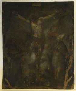 Crucifixión (Madonna On Verso) (óleo sobre cobre) de School Spanish