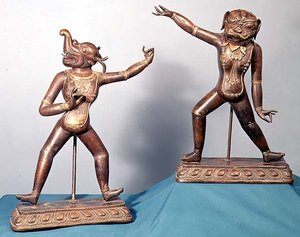 Dos figuras de Dakinis de School Tibetan