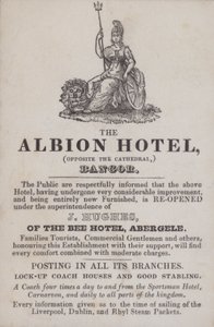 Anuncio del Hotel Albion, Bangor, Gales del Norte de School Welsh
