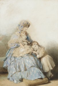 Reina María Amalia de los Franceses, con los hijos del Príncipe Luis, Duque de Nemours, 1845 de School of Franz Xaver Winterhalter