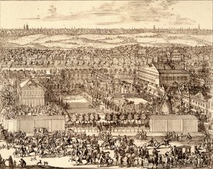 Barrio Alemán Nemetskaya sloboda en Moscú, parte derecha, 1705 de Schoonebeek