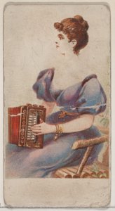 Acordeón, de la serie Instrumentos Musicales N82 para cigarrillos marca Duke, 1888 de Schumacher and Ettlinger
