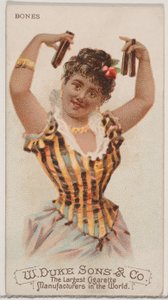 Huesos, de la serie Instrumentos Musicales N82 para cigarrillos marca Duke, 1888 de Schumacher and Ettlinger