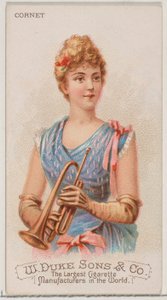 Corneta, de la serie Instrumentos Musicales N82 para cigarrillos marca Duke, 1888 de Schumacher and Ettlinger