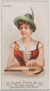 Cítara, de la serie Instrumentos Musicales N82 para cigarrillos marca Duke, 1888 de Schumacher and Ettlinger