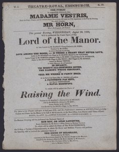 Programa de teatro para el Theatre Royal, Edimburgo, 20 de agosto de 1823 de Scottish School