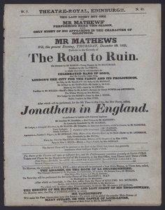 Programa de teatro para el Theatre Royal, Edimburgo, 29 de diciembre de 1825 de Scottish School