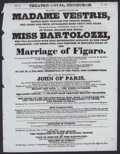 Programa de teatro para el Theatre Royal, Edimburgo, 8 de octubre de 1829