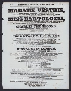 Programa de teatro para el Theatre Royal, Edimburgo, 9 de octubre de 1829