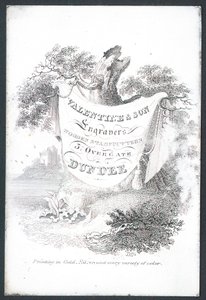 Valentine & Son, grabadores y cortadores de sellos de madera, tarjeta comercial