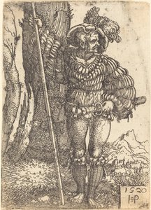 Soldado de infantería junto a un árbol de Sebald Beham