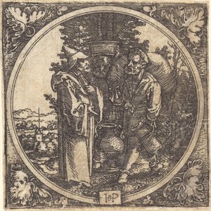 Caballero y Dos Sirvientes, o Solón y Dos Campesinos de Sebald Beham