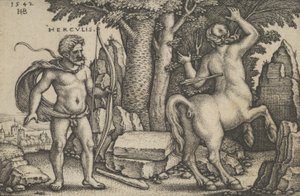 Hércules matando a Neso, de Los Trabajos de Hércules, 1542 de Sebald Beham