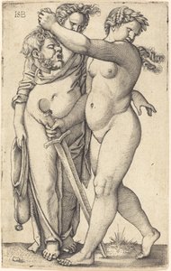 Judith Caminando a la Izquierda, y su Sirviente de Sebald Beham