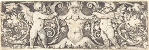 Ornamento con figura masculina entre dos genios de Sebald Beham