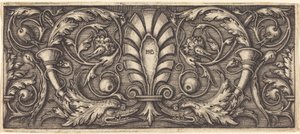 Ornamento con dos delfines grotescos de Sebald Beham
