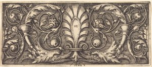 Ornamento con Dos Delfines Grotescos