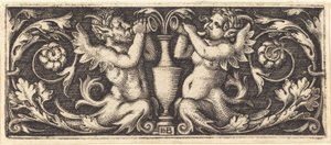 Ornamento con dos tritones soplando cuernos