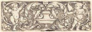 Ornamento con un jarrón entre dos genios de Sebald Beham