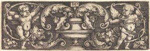 Ornamento con un jarrón entre dos genios de Sebald Beham