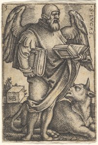 Placa 3: San Lucas con la cabeza girada en perfil hacia la derecha, un libro en cada mano, 1541 de Sebald Beham