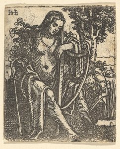 Mujer con arpa, 1520-1525 de Sebald Beham