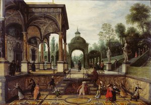 Jardín italiano con galería y figuras, Primer tercio del siglo XVII de Sebastiaen Vrancx