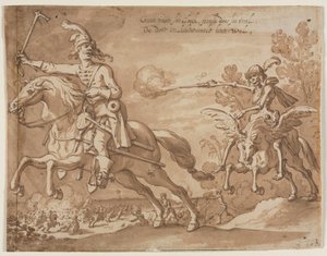 La muerte a caballo persiguiendo a un caballero volador, 1631 de Sebastian Vrancx