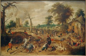 El saqueo del pueblo de Wommelgem por tropas de las provincias rebeldes