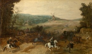 Paisaje con viajeros atacados por ladrones (óleo) de Sebastian Vrancx