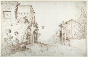 Posada junto a las ruinas de un acueducto de Sebastian Vrancx