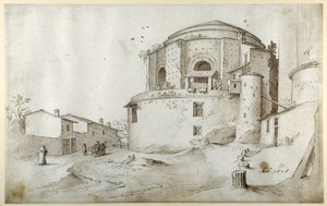 S. Maria della Febbre, con la Capilla Funeraria de Sixto IV y la pared de la Antigua San Pedro, Roma, derecha de Sebastian Vrancx