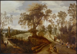 Paisaje veraniego con caminantes de Sebastian Vrancx