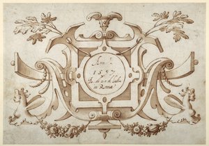 Cartucho de ornamentación asociado con el conjunto de sus Vistas Romanas