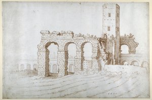La Torre Fiscale y las ruinas del Acueducto de Claudio de Sebastian Vrancx
