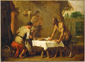 Le satyr et le paysan - Sátiro y campesino, una fábula esopiana ... de Sebastiano (attr. to) Ricci