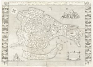 Representación Iconográfica de la Ilustre Ciudad de Venecia de Sebastiano Ricci, Lodovico Ughi, Giovanni Antonio Faldoni for the map, with Francesco Zucchi
