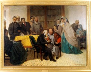 El encuentro de Giuseppe Garibaldi (1807-1882) y Alessandro Manzoni (1785-1873) de Sebastiano de Albertis